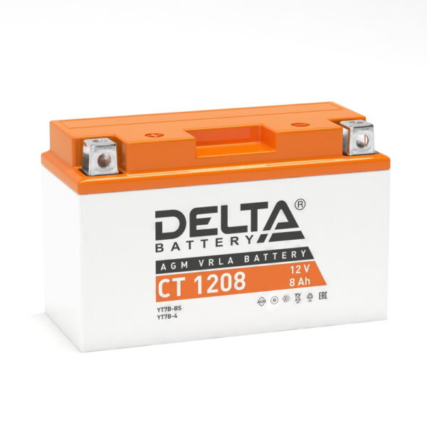 Аккумулятор Delta CT 1208 (12В | 8Ач) YT7B-BS, YT7B-4, YT9B-BS