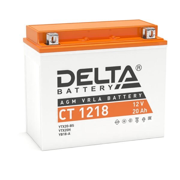 Аккумулятор Delta CT 1218 (12В | 18Ач) YB18-A, YB16-B, YB16-B-CX, YTX20H, YTX20-BS