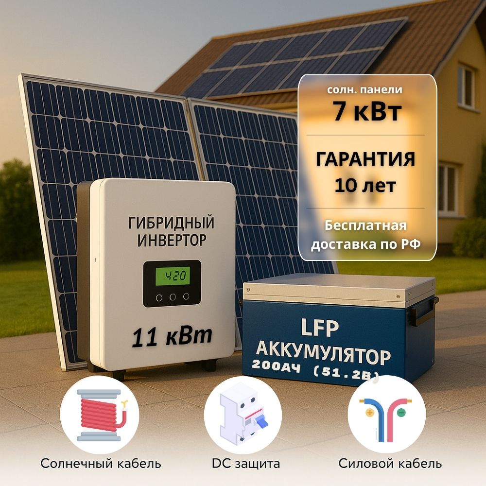 Солнечная электростания для дома 11квт-7000Вт-200Ач Солнечная электростания для дома 11квт-7000Вт-200Ач